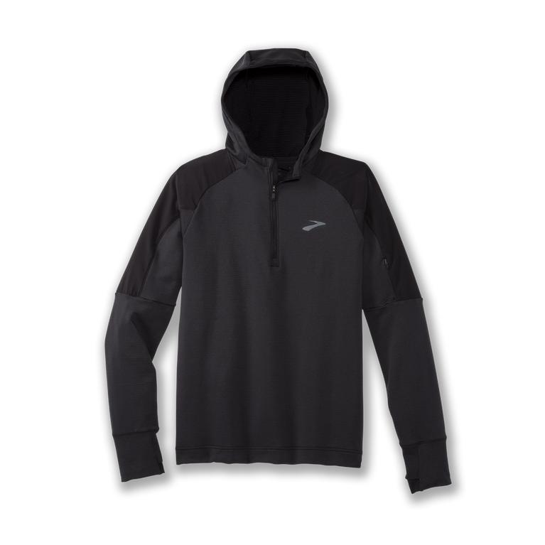 Brooks Notch Thermal Fleece Running Hoodie - Men's - Black (85602-FMAU)